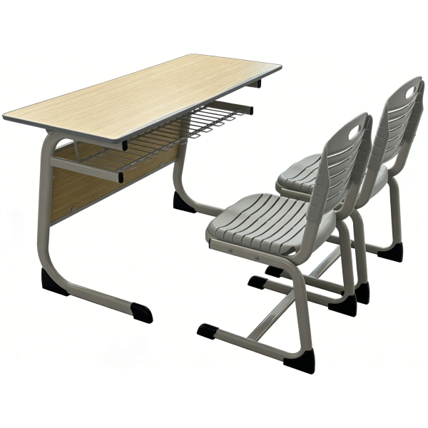 Double Seat Student Desk Chair Set
